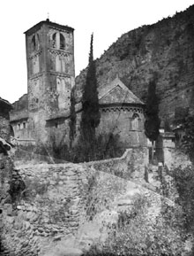 L'esglèsia de Sant Cristòfol de Beget. Ca. 1900
