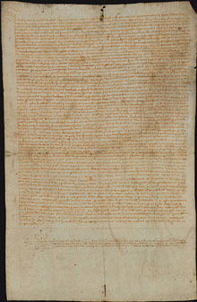 26 de febrer de 1508. La comunitat de preveres de Santa Maria de Castelló d'Empúries reconeix a Pere Quintana, àlias 'Castelló', haver rebut la lluïció d'un censal mort de 300 sous de pensió anual i 6.000 sous de preu, en moneda barcelonesa de tern