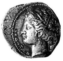 Dracma d'argent amb la inscripció Rodeton. Segle IV aC