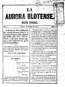 Premsa local. Periòdic 'La Aurora Olotense'. 9 de gener de 1859
