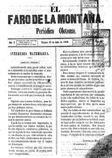 Premsa local. Periòdic 'El faro de la montaña'. 15 de juliol de 1859