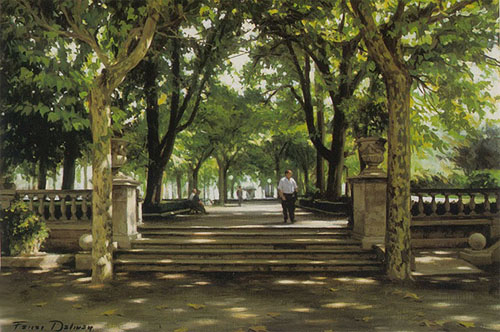 Parc d'Olot. Pintura d'Augusto Ferrer Dalmau