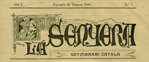 Capçalera del periòdic 'La Senyera' editat a Palamós el 1898