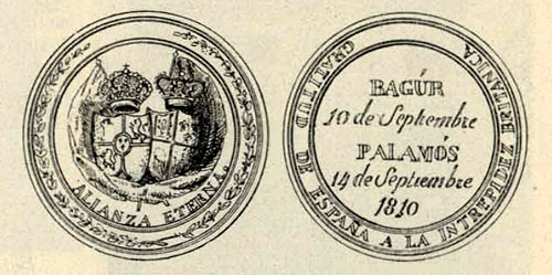 Medalla commemorativa de la recuperació per la flota britànica del general Doyle, de Begur i Palamós el 1810