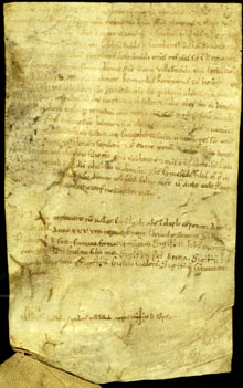 11/04/1176. Testament de Flandina, que pren per marmessors el seu marit, Joan de Sitjar i Gaubert, sacerdot de Rabós (entre altres); [...] disposa almoines per a Sant Julià de Rabós