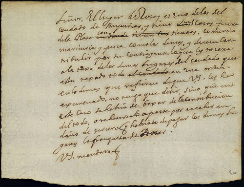 Esborrany de carta [de Josep Aparici] referent a les taxes de la contribució de Roses. Segle XVIII