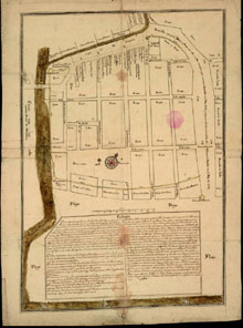 Descripción o planta de la Villa Antigua con sus muros nombrada de Sant Feliu de Guixoles: del Obispado y corregimiento de Gerona Principado de Catalunya. Ca. 1750