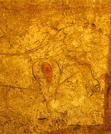 Pintura mural amb representaci&oacute; d'un lle&oacute;. Segle XI. Claustre inferior