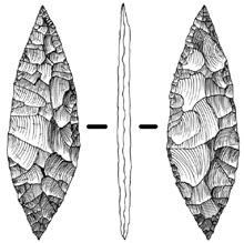 Fulla de llorer amb talla bifacial per pressió, època Solutrià