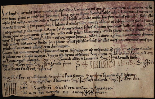 22 de novembre 1148. Ramon, abat de Sant Llorenç del Munt, fa donació en permuta al prior Bernat de Santa Maria de Besalú, del mas de Serrat, que es situa a la parròquia de Sant Julià de Ribelles, a canvi d'un altre mas que es troba a la parròquia de Sant Feliu de Beuita (Beuda) i que s'anomena Castellar