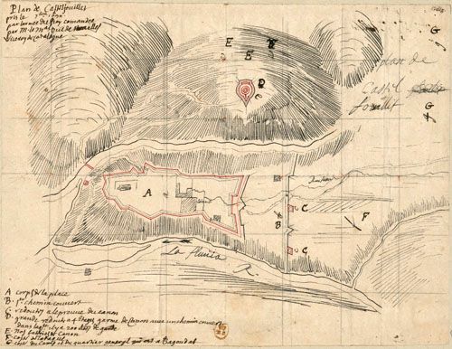 Plan de Castelfouillet pris le 7t septembre 1694, par l'armée du roy comandée par M. le duc de Noailles, Vice roy de Catalogne. 1694