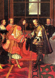 Signatura del tractat dels Pirineus entre Lluís XIV de França i Felip IV de Castella a l'Illa dels Faisans el 1659