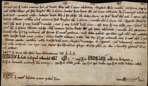 Febrer 1211. Arbitratge de l'abat Berenguer, de Sant Pere de Rodes, en la causa entre l'abat Bernat de Santa Maria de Vilabertran i Berenguer, abat de Sant Quirze de Colera, sobre una possessió