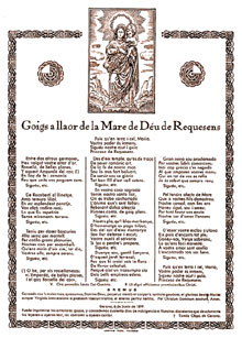 Goigs a llaor de la Mare de D&eacute;u de Requesens. 1899