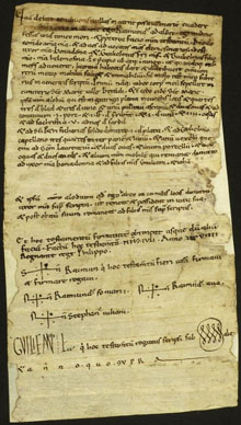 7 de juliol 1099. Testament de Ramon Adalbert [...] fa llegats de devoció a Sant Pere de Figueres i Sant Llorenç (de la Muga)