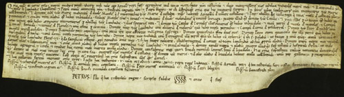 3 d'octubre 1130. Testament d'Arnau Pere, que pren per marmessors la seva mare Sicardis, Ramon, capellà de Santa Llogaia [d'Àlguema] i elegeix sepultura a Santa Maria de Vilabertran