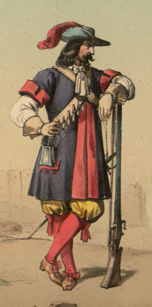 Mosqueter del 'Tercio de Infantería Española Provincial de Sevilla'. Segle XVII